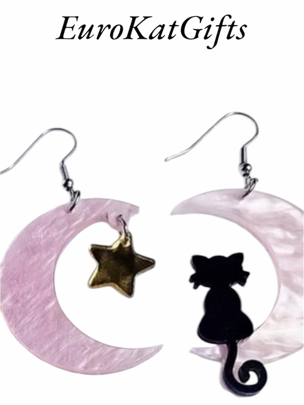 Unbranded pink multicolored & Black Cat Dangle Earrings for Pets & Fans NEW NWT